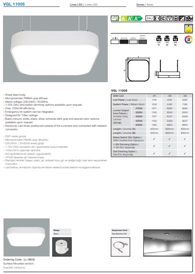 VGL 11005 Ürün Detayları