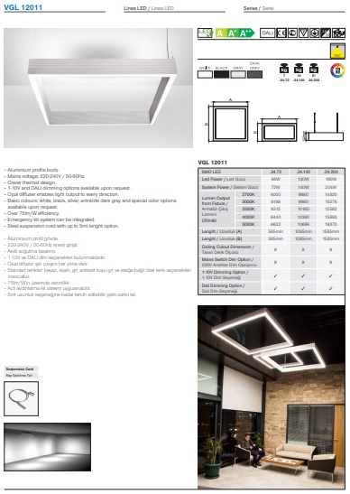 VGL 12011 Ürün Detayları