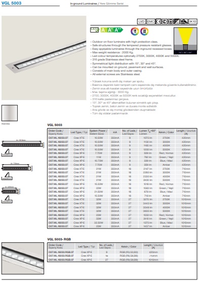 VGL 5003 Ürün Detayları