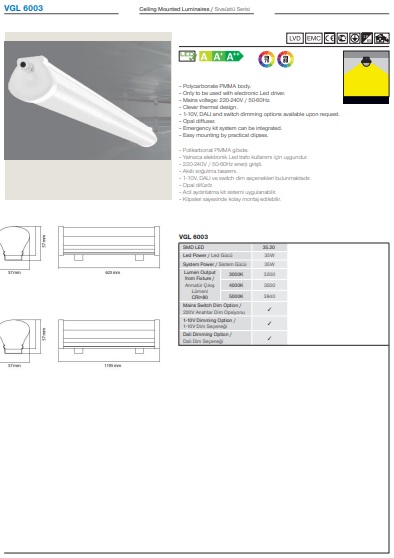 VGL 6003 Ürün Detayları