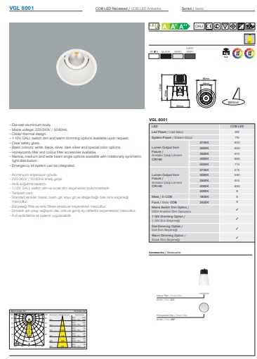 VGL 8001 Ürün Detayları