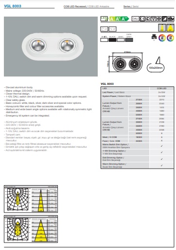 VGL 8003 Ürün Detayları