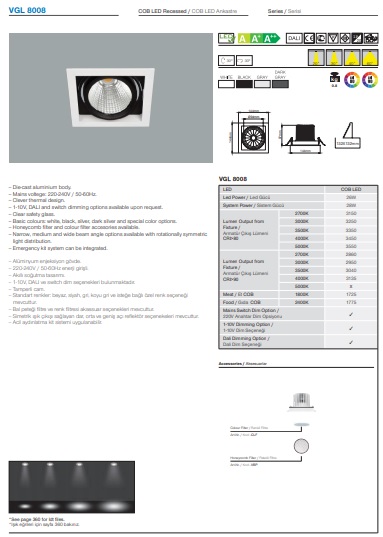 VGL 8008 Ürün Detayları
