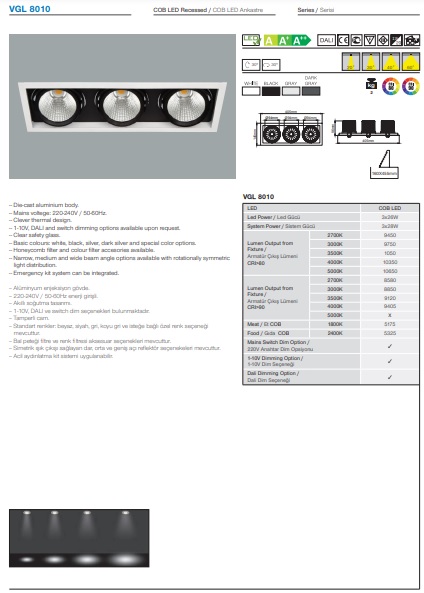 VGL 8010 Ürün Detayları