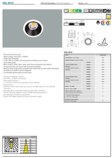 VGL 8012 Ürün Detayları