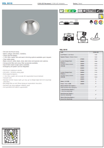 VGL 8016 Ürün Detayları