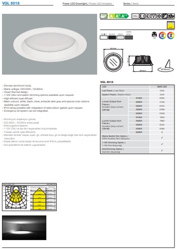 VGL 8018 Ürün Detayları