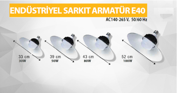 ENDÜSTRİYEL TİP SARKIT E40 DUYLU